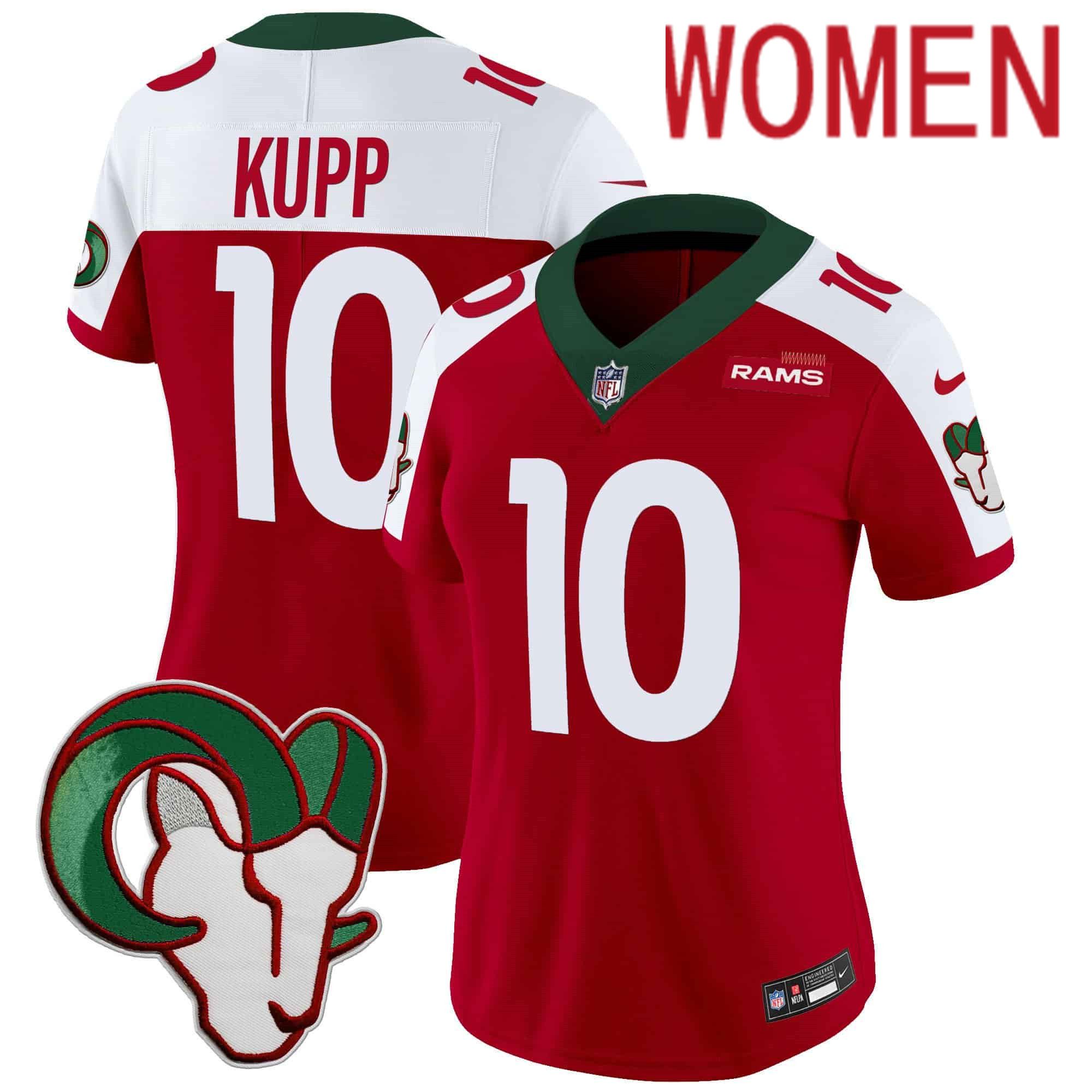 Women Los Angeles Rams #10 Kupp Red 2024 Nike Mexico Vapor Limited NFL Jersey->women nfl jersey->Women Jersey